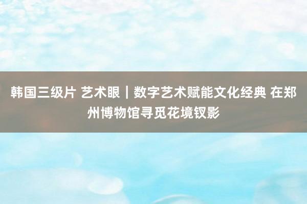 韩国三级片 艺术眼｜数字艺术赋能文化经典 在郑州博物馆寻觅花境钗影