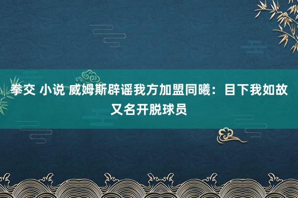 拳交 小说 威姆斯辟谣我方加盟同曦：目下我如故又名开脱球员