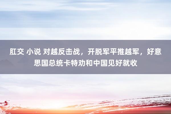 肛交 小说 对越反击战，开脱军平推越军，好意思国总统卡特劝和中国见好就收