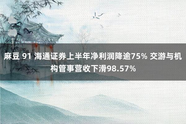 麻豆 91 海通证券上半年净利润降逾75% 交游与机构管事营收下滑98.57%