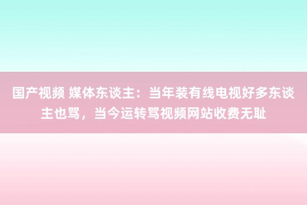 国产视频 媒体东谈主：当年装有线电视好多东谈主也骂，当今运转骂视频网站收费无耻