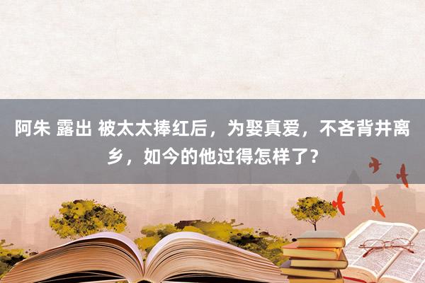 阿朱 露出 被太太捧红后，为娶真爱，不吝背井离乡，如今的他过得怎样了？