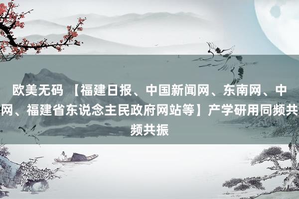 欧美无码 【福建日报、中国新闻网、东南网、中国网、福建省东说念主民政府网站等】产学研用同频共振