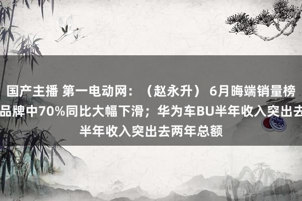 国产主播 第一电动网：（赵永升） 6月晦端销量榜：TOP20品牌中70%同比大幅下滑；华为车BU半年收入突出去两年总额